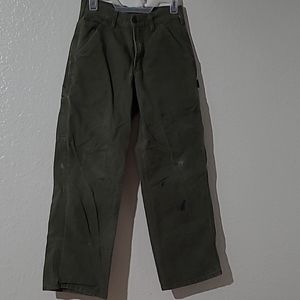 Vintage green carhartt carpenter pants size 28x30 great fade great wash